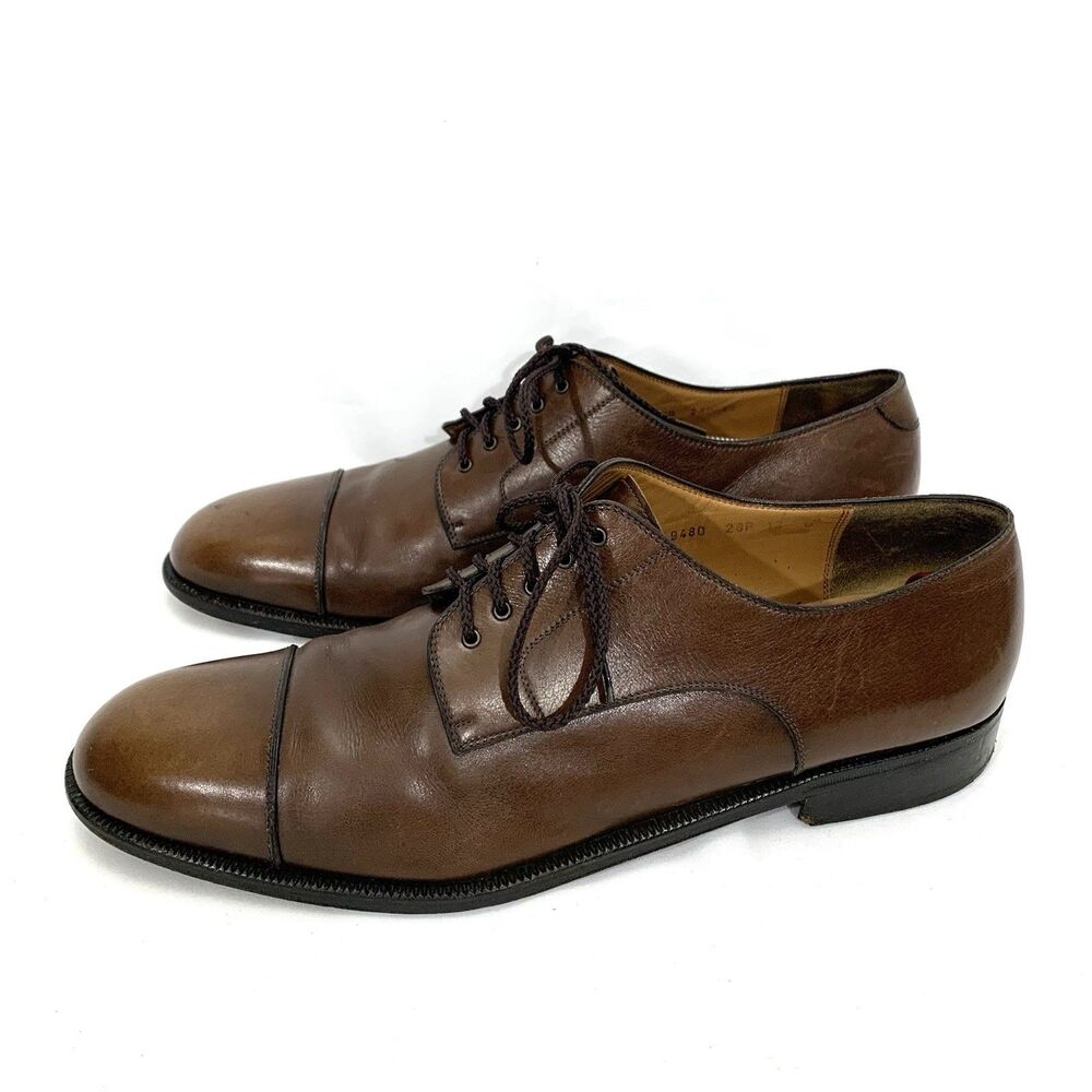 Salvatore Ferragamo Men's Brown Toe Cap Dress Shoes Size 13 D